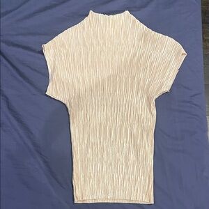 Elegant Cream Pleated Women's Top